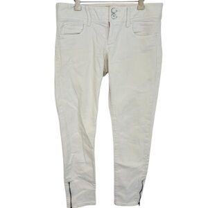 Lilly Pulitzer Cotton Blend White Denim Skinny Mini Jeans with Zip Up Ankles